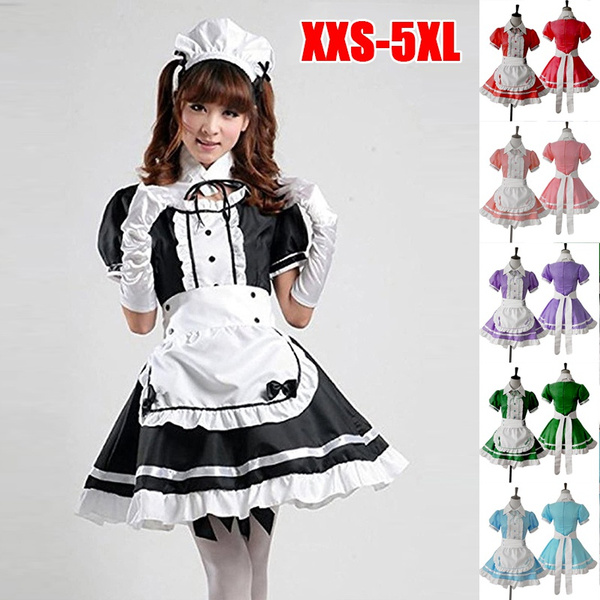 Sexy French Maid Costume Sweet Gothic Lolita Dress Anime Cosplay Sissy ...