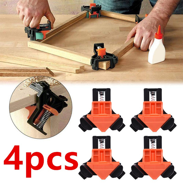2/4Pcs Woodworking Right Angle Clamp Stainless Steel 90 Degree Corner Clamp Open And Close Type Photo Frame Clamp Multifunctional Wood Fixing Clamping Tool For Welding Furniture US(Any Father,silver