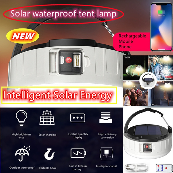 Solar Led Camping Lantern, Rechargeable 3 Light Mode Battery