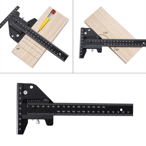 Woodworking Multi-Function Marking Ruler Aluminum Alloy T-Ruler 