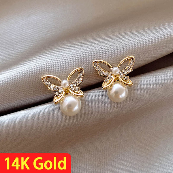 Butterfly hot sale pearl earrings