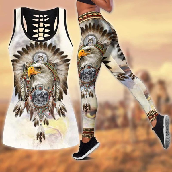 Native American Eagle Tank Top and Legging Gift for Mother Day Yoga Outfit  for Women Yoga Leggings Sport Fitness Women Pants Leggings Push Up Yoga  Pants Tank Top Sportswear Yoga Set