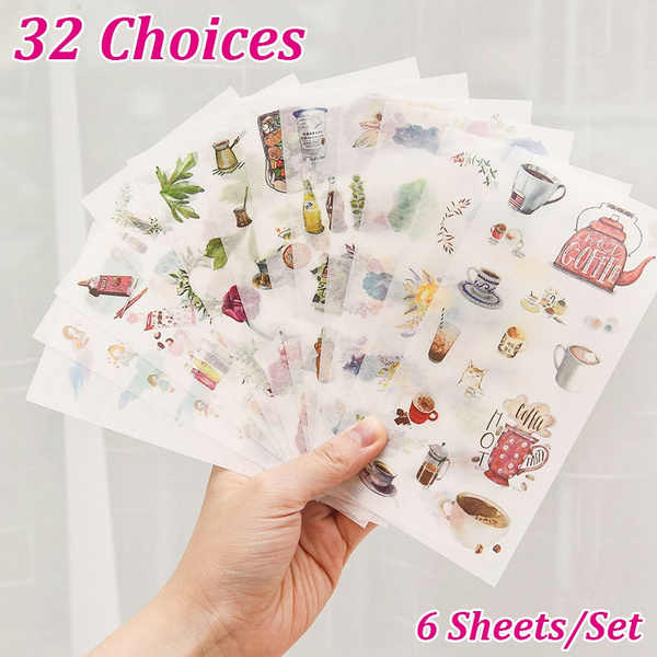 Plants and cute animals sticker set - 6 sheets