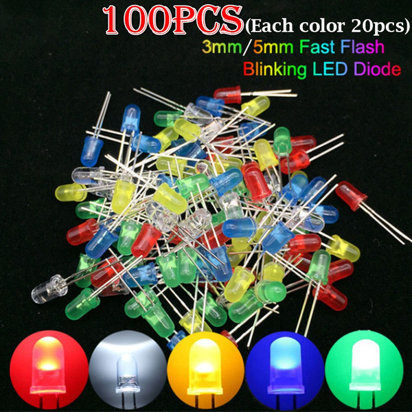LED Light Emitting Diode LEADSTAR 3mm and 5mm Round 2Pin Assorted LED Kit Yellow Red Blue Green White 5 Colors Pack of 300 