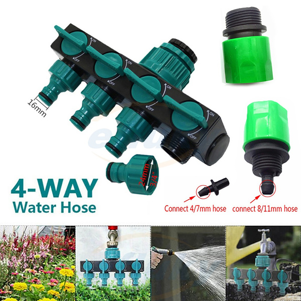 4/7 8/11'' 4 Way Connector Hose Splitter Water Tap Distributor Garden   c 
