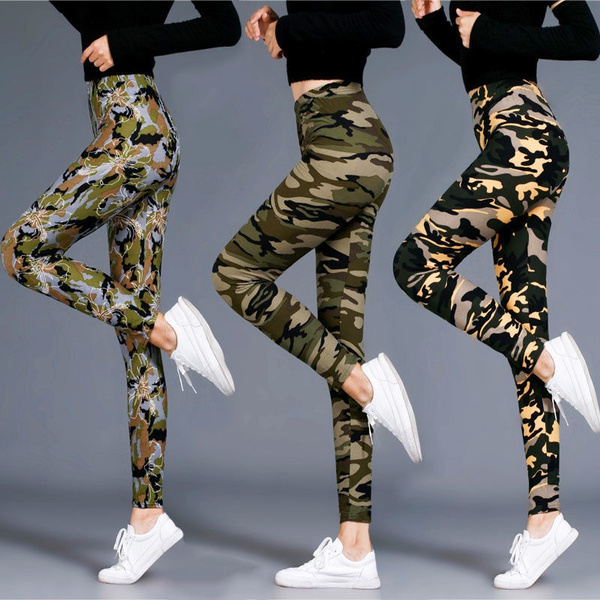 Ladies camouflage leggings fitness military army green leggings