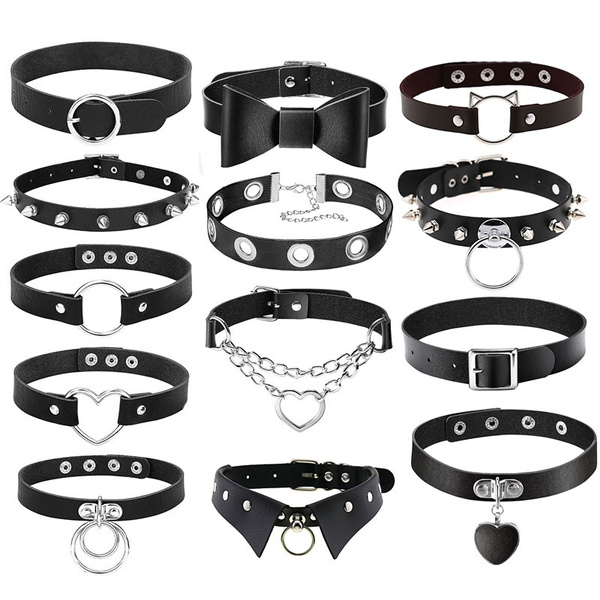 Punk style PU Leather Choker Necklaces 