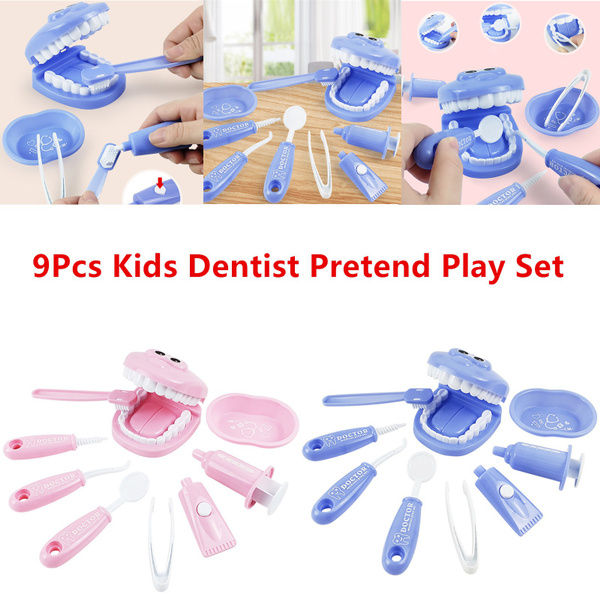 9pcs/set Children's Toy Dentist Role Play Set With Medical Kit