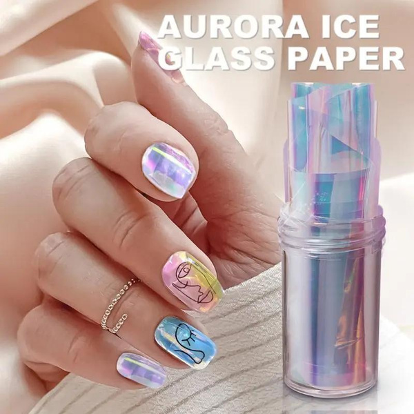 Shiny Nail Art Aurora Cellophane Nail Art Manicure Decoration Reflective Colorful Sticker Wish