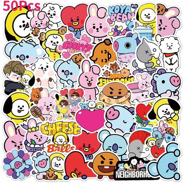 10/50Pcs Set Kpop Bangtan Boys Bt21 Cartoon Graffiti Sticker J-Hope Rm ...