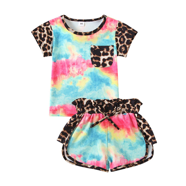 Summer New Born Baby Girls Multicolor Fashion Leopard Print Cute Two-piece  Shirt Shorts,Ropa para niñas | Wish