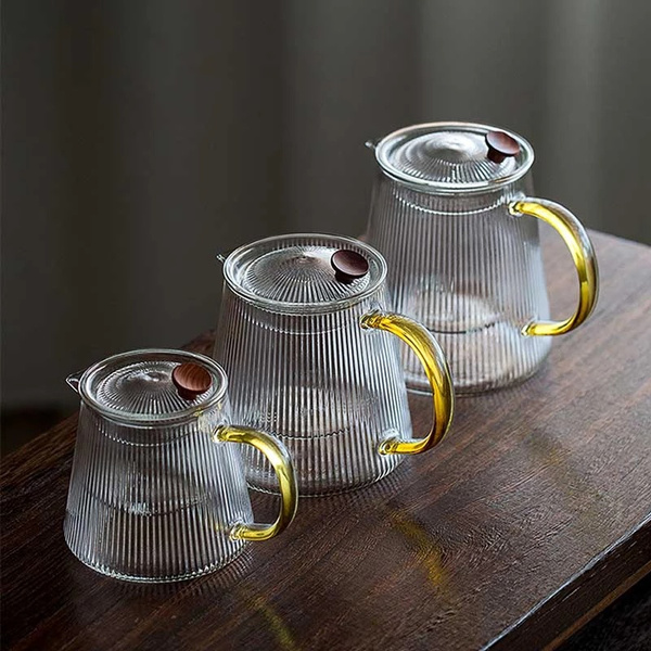 Glass Teapot Vertical Stripe, Ribbed Glass