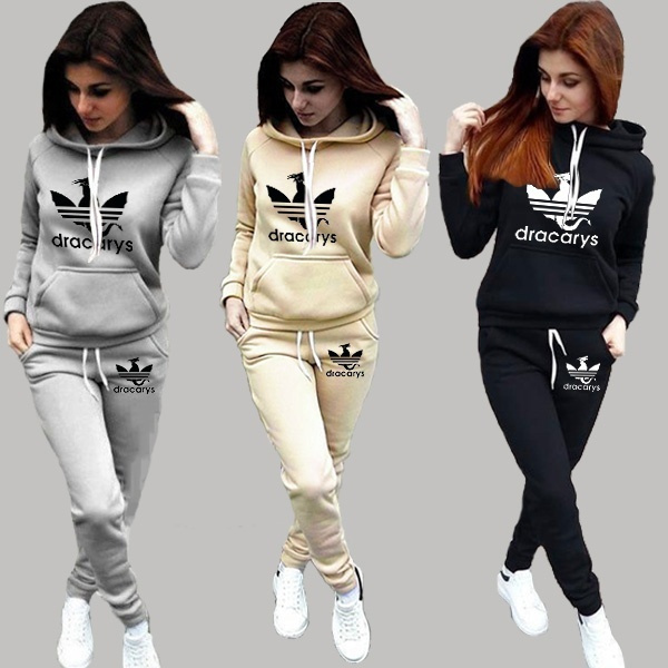 New Fashion Women Track Suits Sports Wear Jogging Suits Ladies Hooded  Tracksuit Set Clothes Hoodies+Sweatpants Sweat Suits
