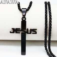 Steel, Stainless Steel, jesus, Cross necklace