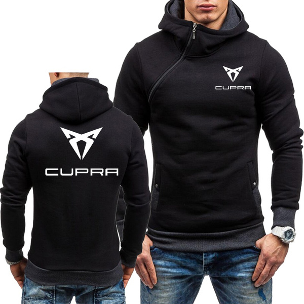 High Quality Cupra Fashion Hoodies Slim Fit Outwear Men Sweatshirt Hip Hop  Oblique Zipper Sportswear Cotton Pullover