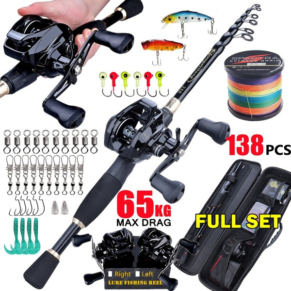 2021 Top Quality Fishing Rods and Reels 5.3-6.9FT Carbon Rod Baitcasting  Reel Travel Fishing Rod Set with Full Kits Carrier Bag for Freshwater  Fishing