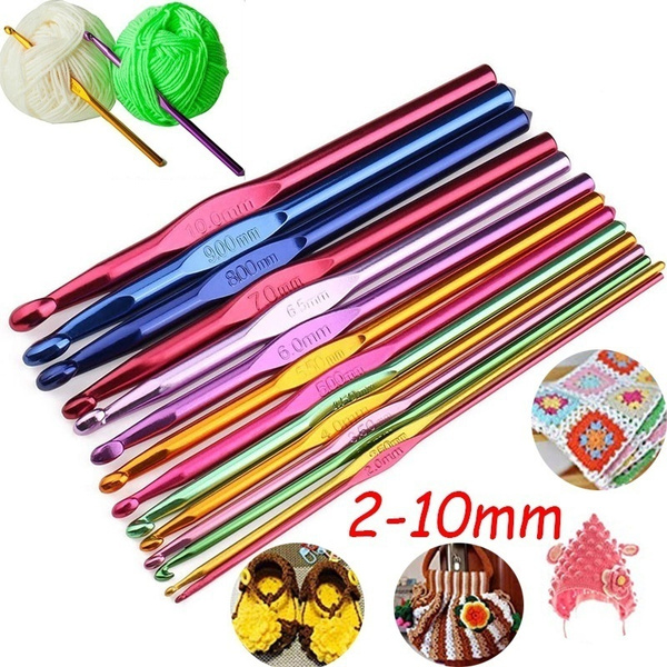 Knitting Hook Set Aluminum Crochet Hooks Multicolor Mixed 2-10mm