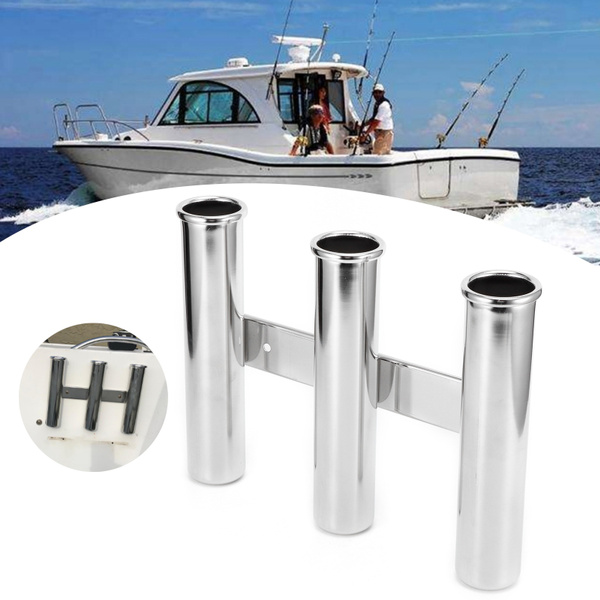 3 Tube Fishing Rod Holder Rack Stainless Steel Marine Yacht Boat Hardware  Accessory