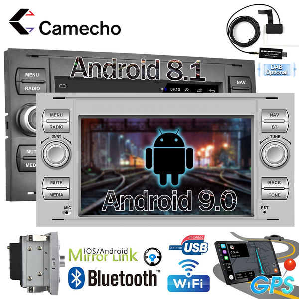 CAMECHO [DAB] 2Din Android 9.0 Car 7" GPS Autoradio Car Multimedia Player With GPS WIFI Bluetooth FM USB Support DAB DVR Rear Camera For Transit Fiesta Focus Galaxy Mondeo Fusion Kuga