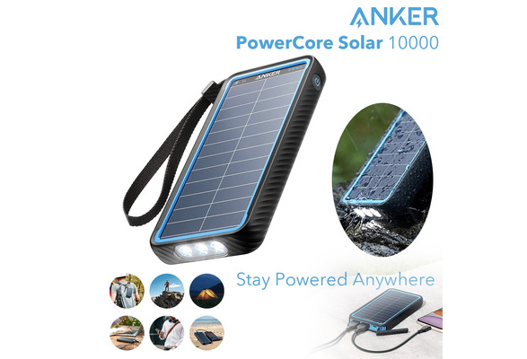 laver mad bryst Flipper Anker Solar Power Bank, PowerCore Solar 10000 Dual-Port Solar Charger with  Flashlight, IP64 Splashproof, Dustproof for Outdoor Activities, Compatible  with Smartphones | Wish
