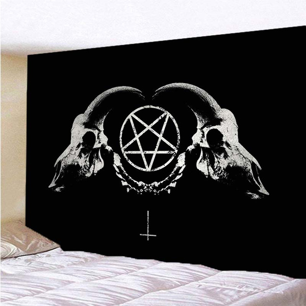 Simsant Angel Devil Satan in Fire Tapestry Wall Hanging Blanket Backdrop  for Bedroom Living Room Dorm Dormitory Wall Decor SIZY1505(100x90)