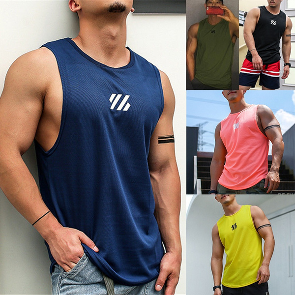 Fashion Quick-drying Singlet Men's Sports Sleeveless Vest Fitness Training  Tank Tops Men