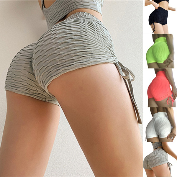 Women Fashion High Waist Running Sports Hip Tight Yoga Pants Shorts Hot  Pants