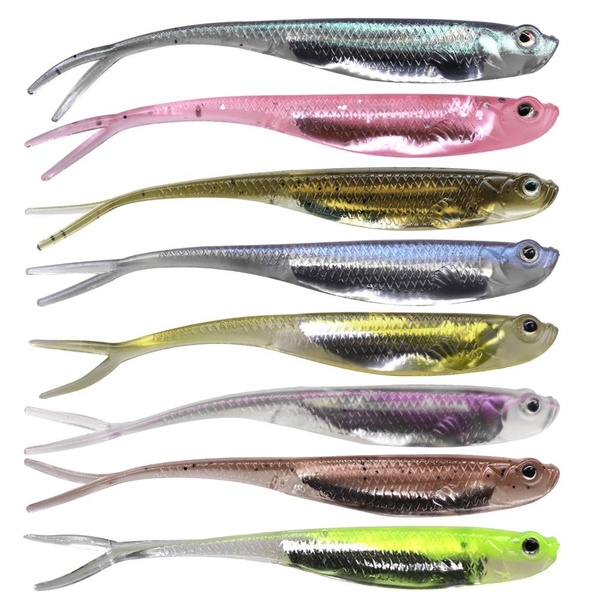 7.5cm Soft Plastic Fishing Lures 3D Eyes Shad Lure Shad Bait Shad Swimbait  Shad Minnow Fishing Lures For Bass Pike Trout Perch 6Pcs