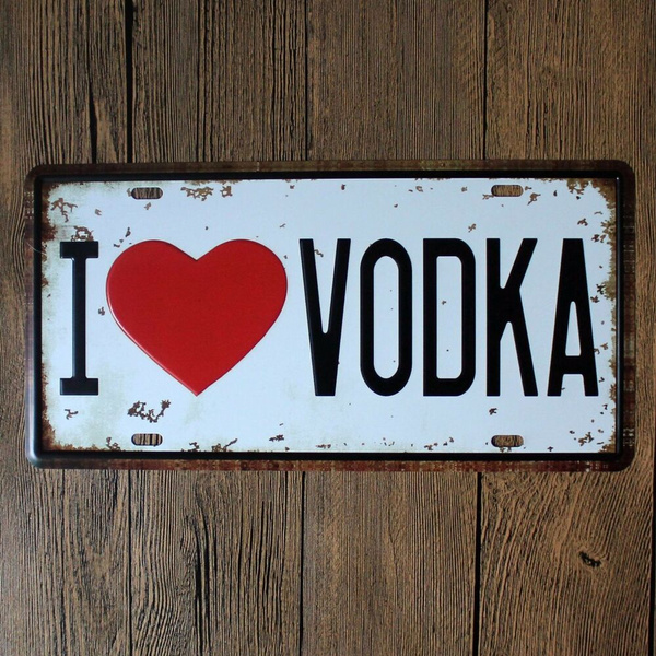 Metal Tin Sign i love vodka Decor Bar Pub Home Vintage Retro Poster Cafe ART 
