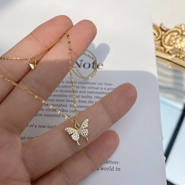 Double chain butterfly deals necklace