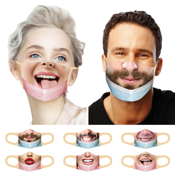 6 Styles Unisex Personality Funny Printed Cotton Face Masks Outdoor