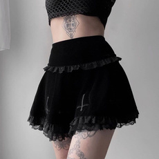 black skirt, Summer, alinedresse, ruffle