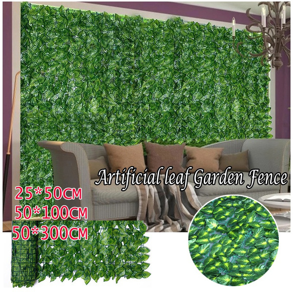 Artificial Faux Ivy Leaf Hedge 50cm Privacy Screening Garden Fence Wall Cover 