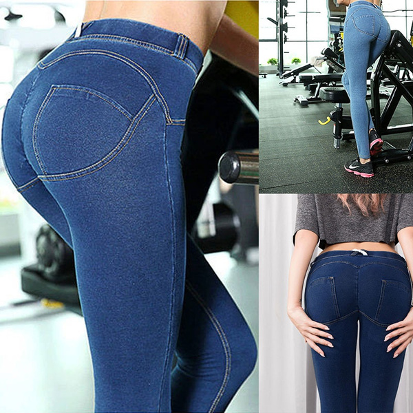 Women's High Elastic High Waist Trousers Slim Fit Hip Sexy Jeans