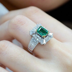 Sterling, DIAMOND, Jewelry, Emerald