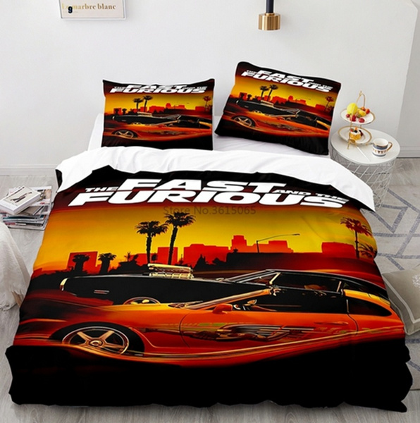 Fast And Furious 3d Printed Bedding Set, Us Queen Size Duvet Cover Dimensions