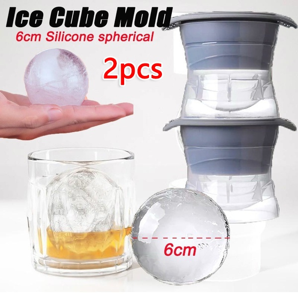 1/2 PCS Whiskey Silicone Ice Ball Cube Mold DIY 6cm Ice Cube Tray Silicone  Whisky Ice Cube Mold Ice Cream Sphere Ice Ball Mold 3D Ice Ball Maker