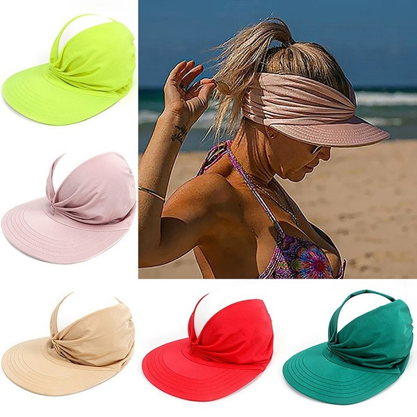 Women Sun Visor Hats Elastic Hollow Hat UV Protection Summer Outdoor Beach  Caps