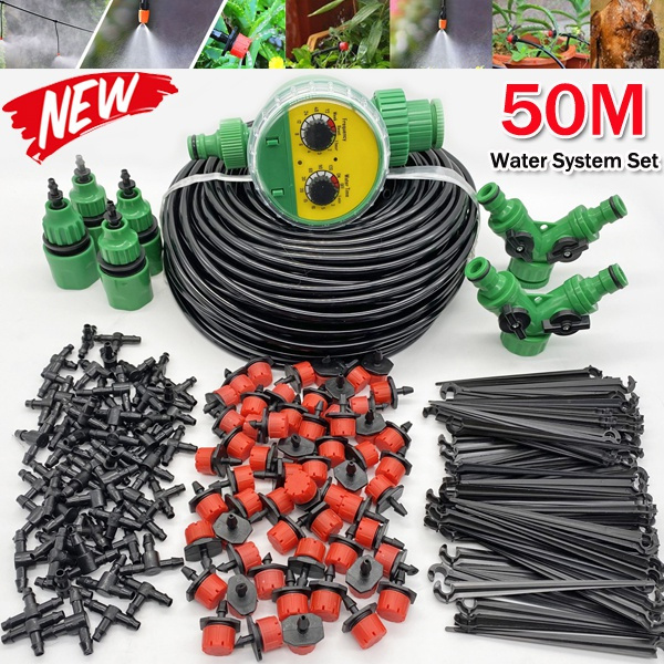 MSDADA 82ft Drip Irrigation Kits Garden Irrigation Accessories, Plant Watering System with 1/4 Blank Distribution Tubing Hose,DIY Plant Garden Hose Watering Kit (Red
