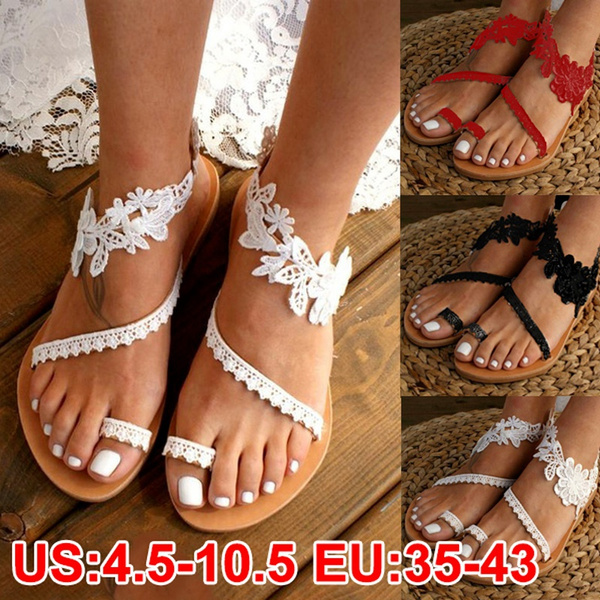 Women Flat Lace Sandals Wedding White Leather Sandal White Leather Heels Shoes Pearl Lace Up Beach Sandals Wish