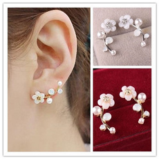 Flowers, Jewelry, pearls, Stud Earring