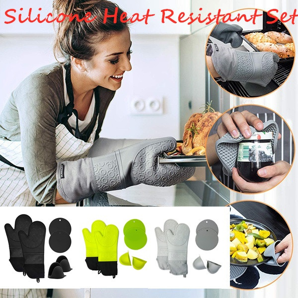 Heat-resistant & Insulated Silicone Oven Mitts For Microwave, Oven