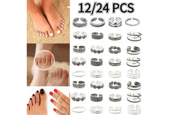 Creativity Bohemian Summer Sexy Toe Ring Fashion Open Carved Woman Ring Beach  Toe Ring Retro Hollow Adjustable Toe Ring Jewelry Accessories