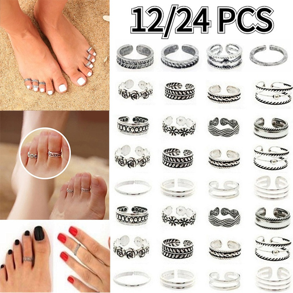 Creativity Bohemian Summer Sexy Toe Ring Fashion Open Carved Woman Ring  Beach Toe Ring Retro Hollow Adjustable Toe Ring Jewelry Accessories