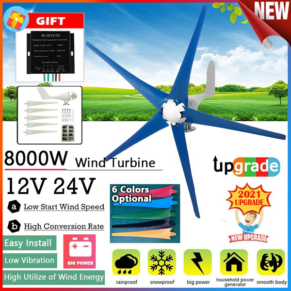8000W 5 Blades Wind Turbines Generator Horizontal 12V/24V Energy Turbines Charge 