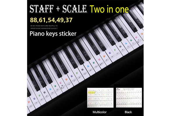 Transparent Piano Keyboard Sticker 54/61 Key Electronic Keyboard Piano Sticker 88 Key Piano Stave Note Sticker for White Keys