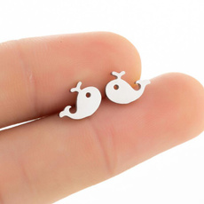 Steel, cute, whaleearring, Stainless Steel