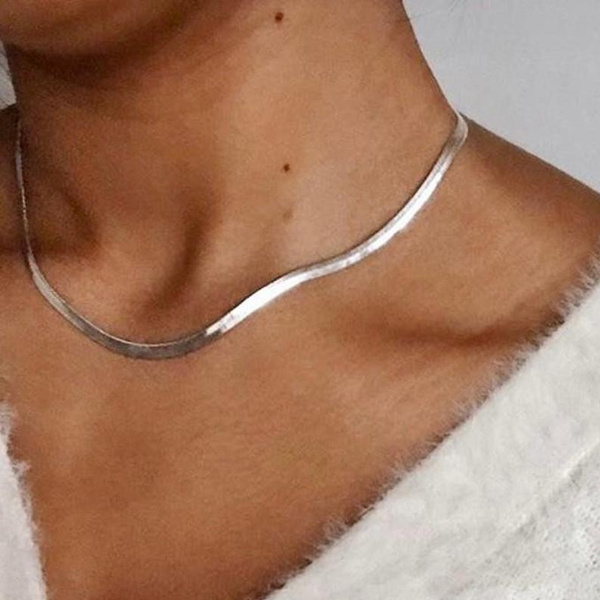 18k Gold Snake Chain Necklace, Sterling 