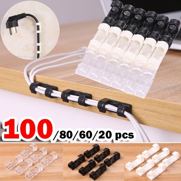 20 Pcs Self Adhesive Wire Cable Organizer Cord Clip Clamp Wall