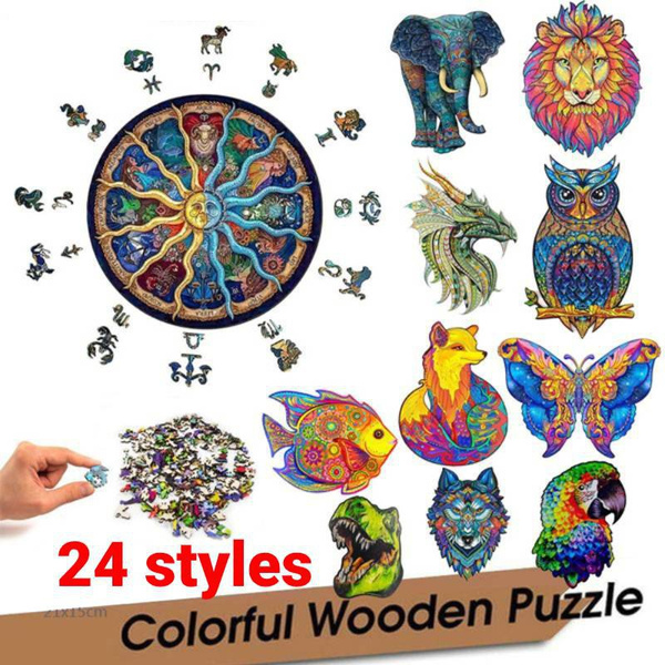 A5 Wooden Jigsaw Puzzles Unique Animal Jigsaw Pieces Best Gifts Adults and Kids 